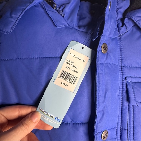 NWT Sketchers Kid’s Blue Puffer Winter Coat Size Medium 5/6 - Picture 5 of 10